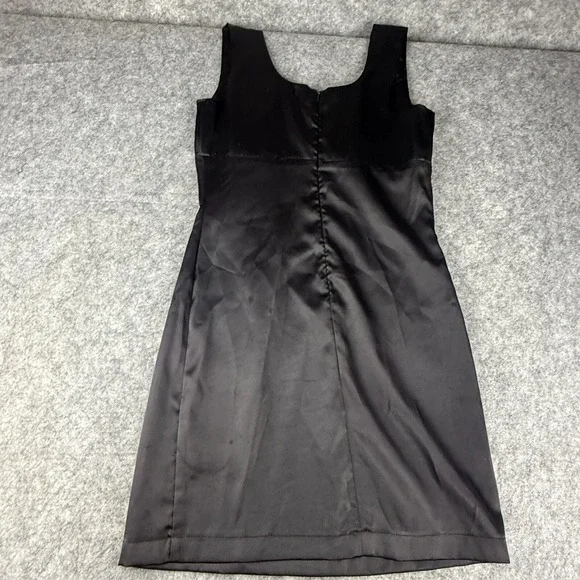 Favé Satin Little Black Dress Pleated Bust Details Size Small - Picture 2 of 6
